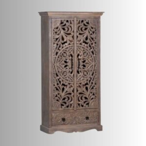 Jodhpuri Wooden Carved Wooden Wardrobe Almirah