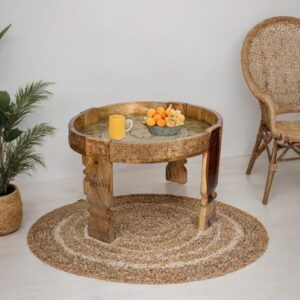 Wooden Round Chakki Coffee