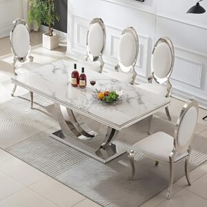 Metal Dining Silver Table With Chairs