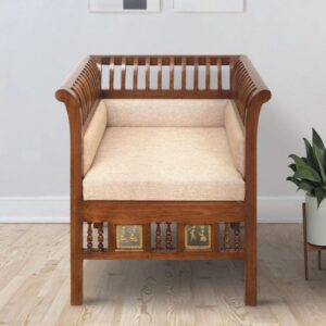 Mango Wood 1 Seater Sofa in Walnut Colour