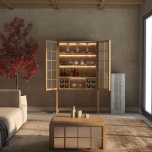Wooden Artistic Antique Mango Wood Bar Cabinet