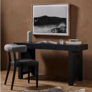 Wooden Solid Mango Wood & Rattan Desk