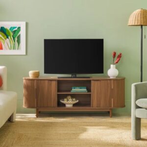Modern Reeded TV Stand with Open Storage