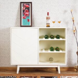Wooden Bar Cabinet - Milky White
