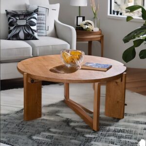 Handcrafted Mango Wood Circular Coffee Table