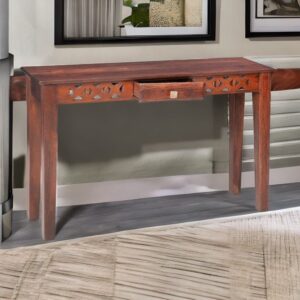 Wooden Drawer Console Table – Brown Matte Finish