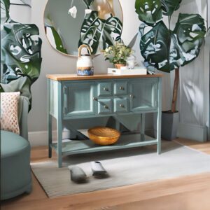 Handcrafted Mango Wood Console Table with Storage