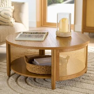Cane Wooden Round Coffee Table Furniture