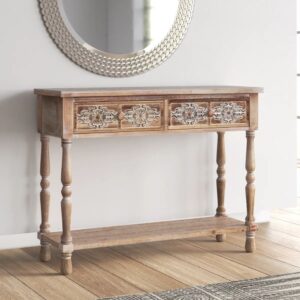 Handcarved Console table With Storage Table
