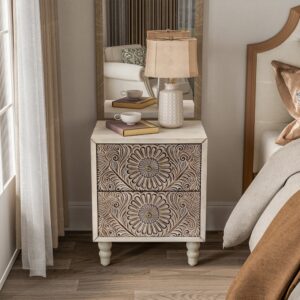 Wooden Curved Nightstand Bedside Table