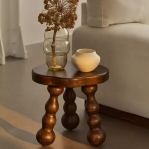 Handcrafted Modern Round End Table Antique Leg
