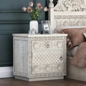 Handcrafted Curved Bedside Table