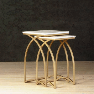 Set of 2 Antique Modern Shape End Table