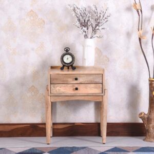 Handcrafted Modern 2 Drawer Design Bedside Table