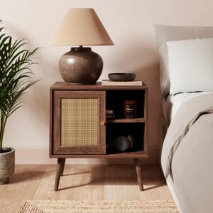 Handcrafted Wooden Bedside Table Natural Mango Finish