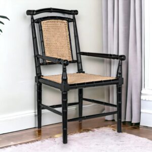 Handcrafted Wooden Cane Black Chair