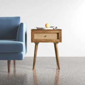 Handcrafted Wooden 1 Drawer Bedside Table Natural Mango Finish